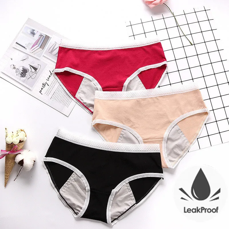 

3 Pcs/lot Cotton Breathable Briefs High Underwear Waist Warm Female Women Physiological Breathable Pants Leak Period Safety