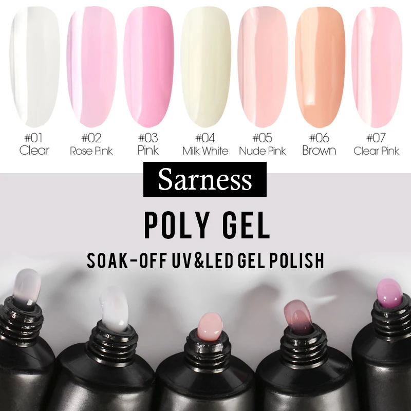 

Sarness Poly Gel Quick Builder Extension Nail Gel Polish Semipermante Enhancement Camouflage Fake Nails LED UV Polygel Varnish
