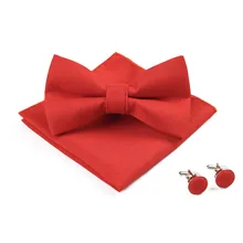 Mantieqingway красной бабочкой набор для мужчины Бизнес Галстуки платок запонки Bowknots Gravatas Тонкий черные галстуки для свадьбы