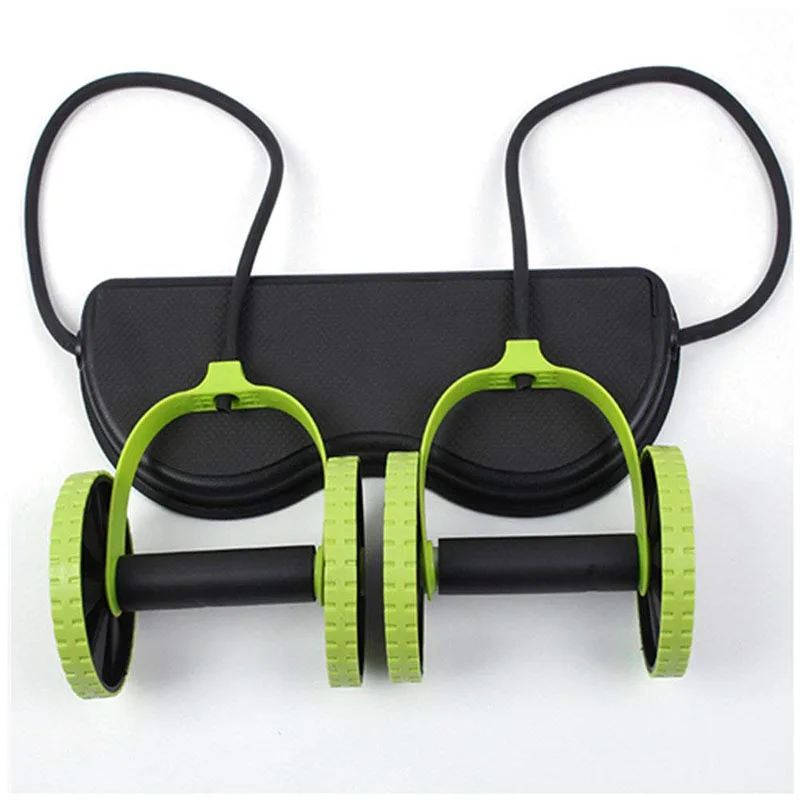 Sport Core Double AB Roller Abdominal Wheel Exercise Equipment Waist Slimming Trainer Home Fitness Gym Body Building ABS Workout (2)