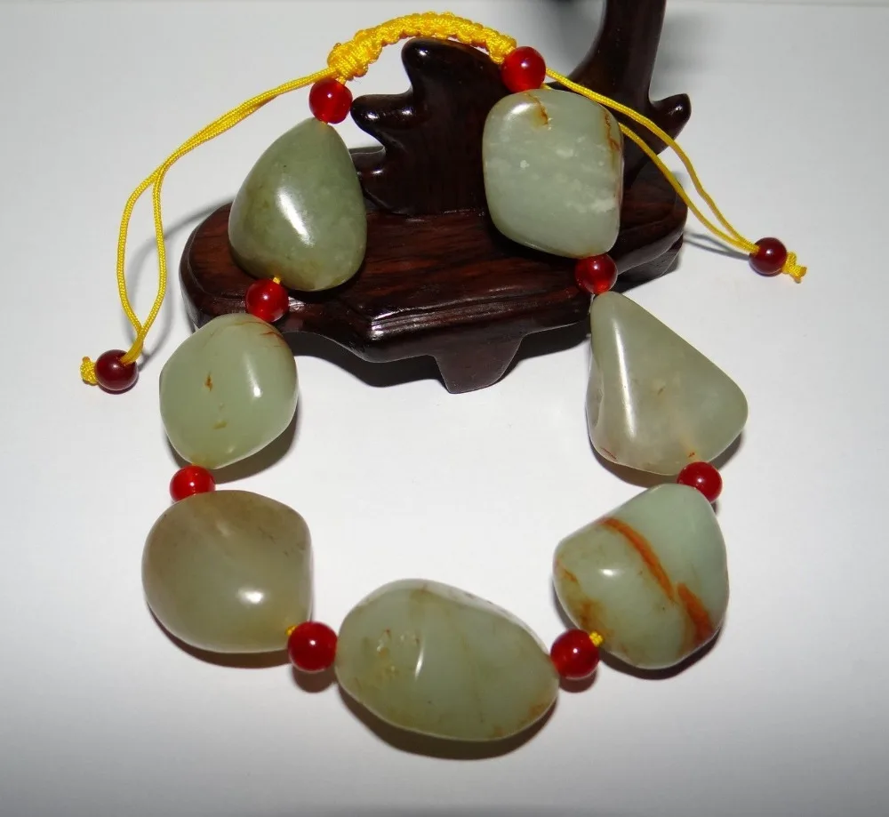 

huij 001576 China Nature Nephrite Hetian Jade Pearls Bangle Bracelets