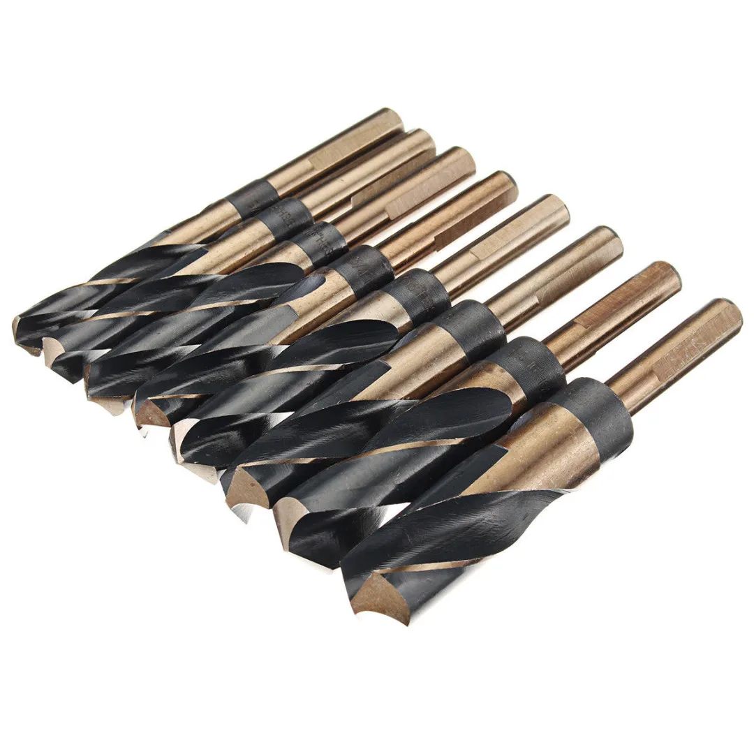 DWZ 8Pcs Lathe Reduced Shank HSS Bench Twist Drill Bit Set CNC Metric 14-25.5mm