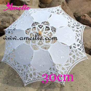 

Free Shipping 10Pcs/Lot Hot Selling Wedding Decoration 11.8inches Promotion Child Stock Lace Parasols