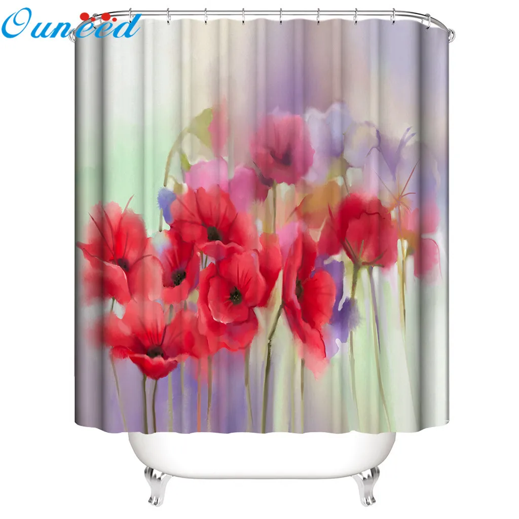 

Ouneed Shower Curtain ocean starfish flowers prints Bath/Toilet Curtain with 12 hooks for Bathroom Waterproof Shower Curtain new