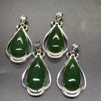 

925 silver mosaic Hetian Biyu water drops pendant