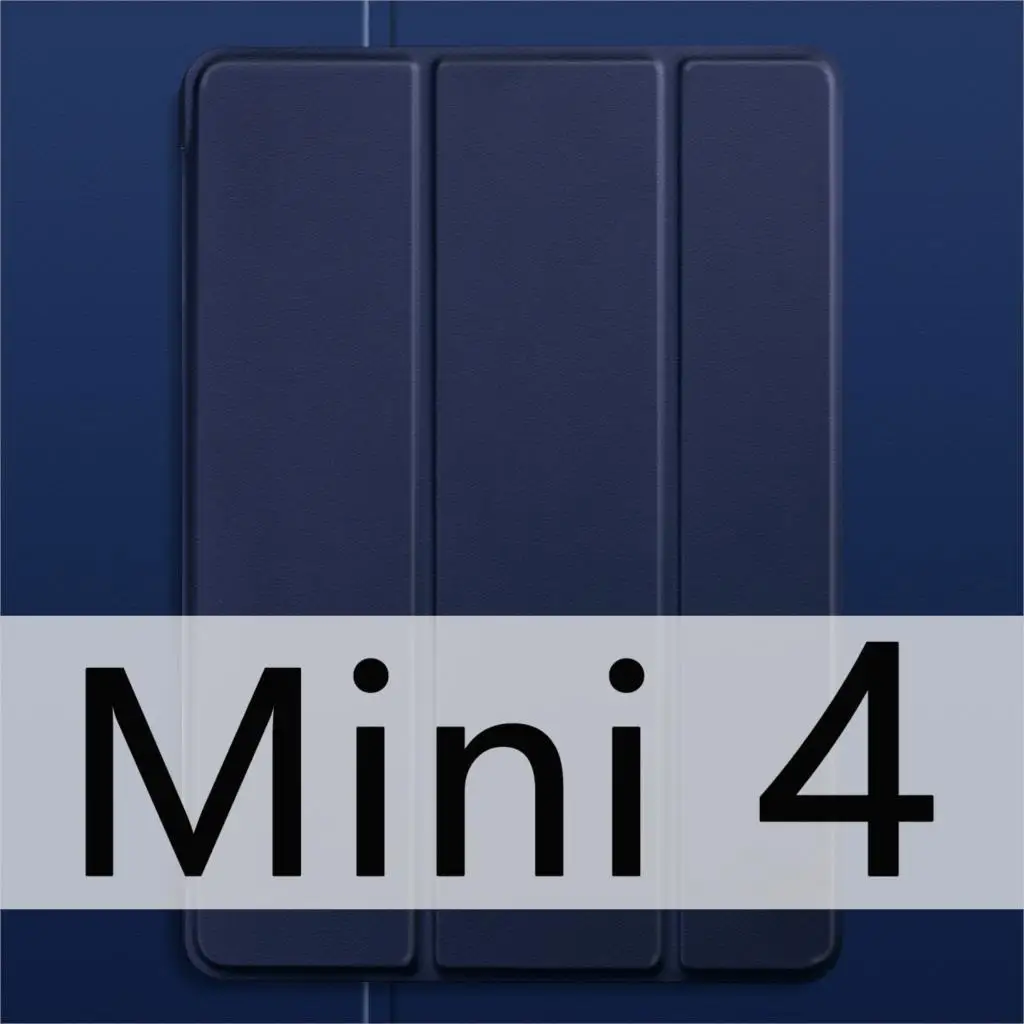 Для iPad Mini 4 Чехол Mini 2 3 1 Mini 5 чехол, ультра тонкий легкий трехслойный Стенд мягкий ТПУ для iPad Mini5 чехол крышка Капа - Цвет: Dark blue 4