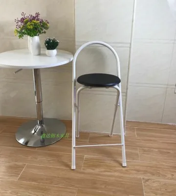 Modern Folding bar stool High foot Chair backrest Seat chair For Man/Woman metal pipe Wine pub stool with high density board