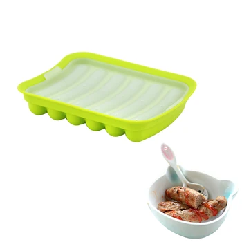 

DIY Ham Hot Dog Green Mold Lid Silicone Crisper Box Kitchen Decorating Baking Tools For Ham sausage Mould