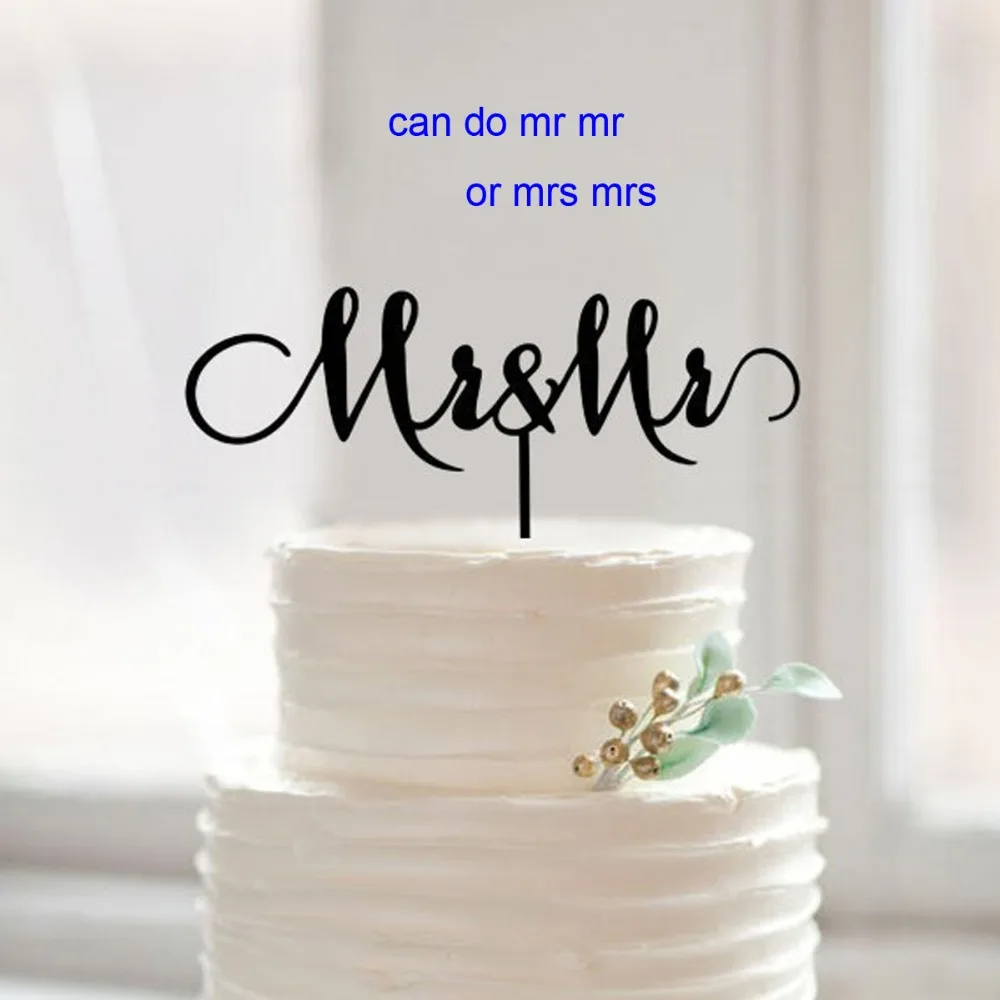 Same Sex Wedding Cake Topper,  Mr Mr adn Mrs Mrs Cake Toppers, Unique Gay Wedding Decoration Party Accessories 2