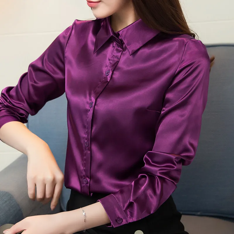 

Women Shirts Fashion Silk Blouses Shirt Womens Elegant Women Elastic Satin Shirt Plus Size Blusas Mujer De Moda 2019 Women Tops