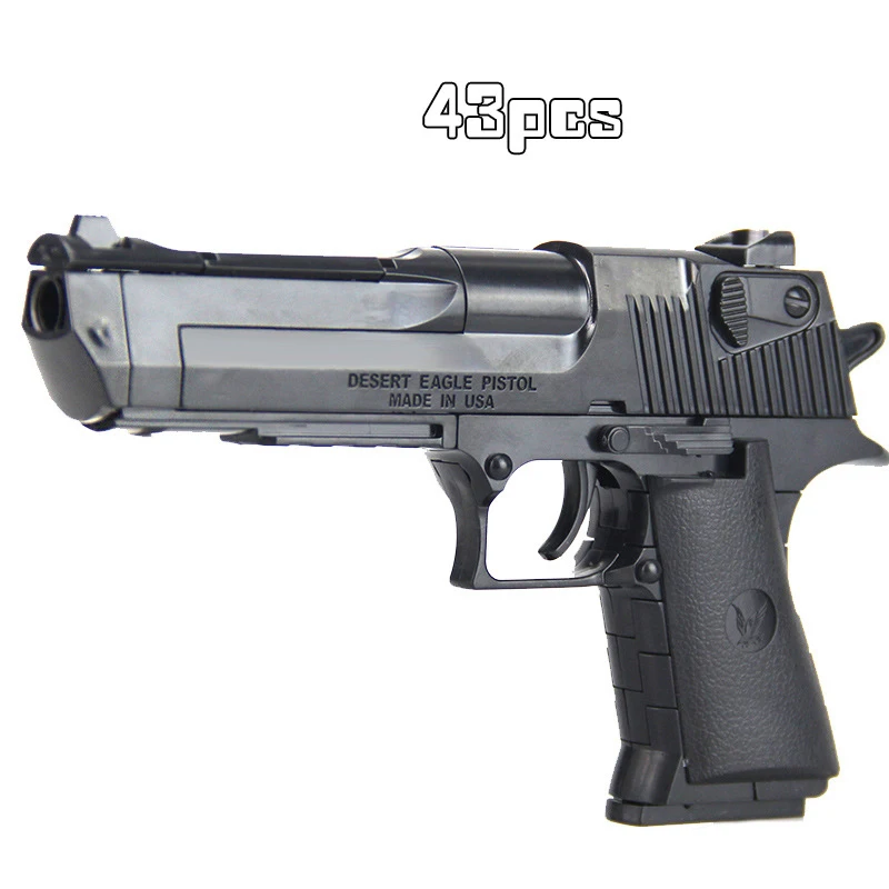 

DIY building blocks toys puzzle gun weapon Desert Eagle Revolver plastic pistol model can shoot toy for children's boys