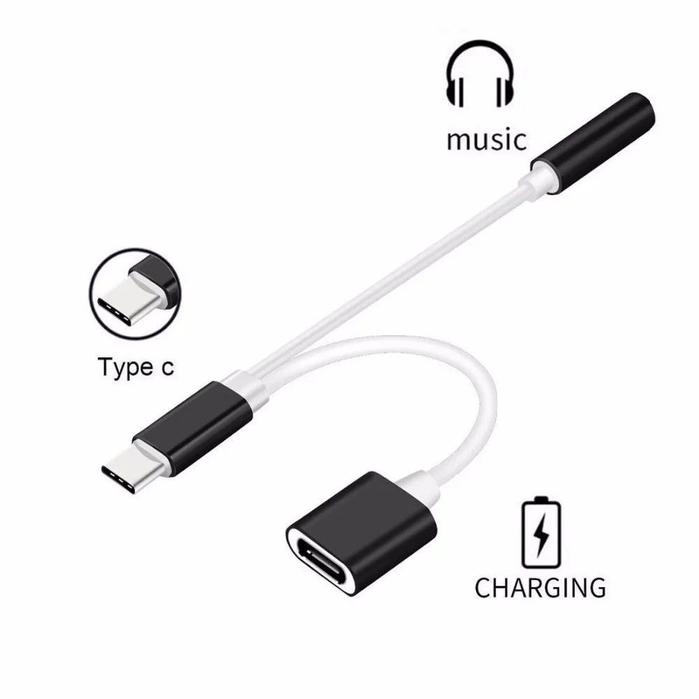 

2 in 1 Type-C to 3.5mm Earphone USB Type C Charging Cable Type-C Convertor Cable Adapter USB 3.1 for Xiaomi Huawei HTC