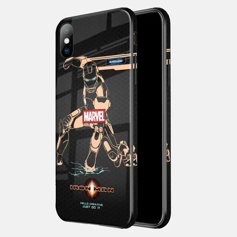 Чехол для очков для iphone XS MAX XR X 10 6plus Marvel Бэтмен Человек-паук Чехлы для iphone 6 S 6 S plus iphone 7 8 Plus цветной чехол - Цвет: iron Man