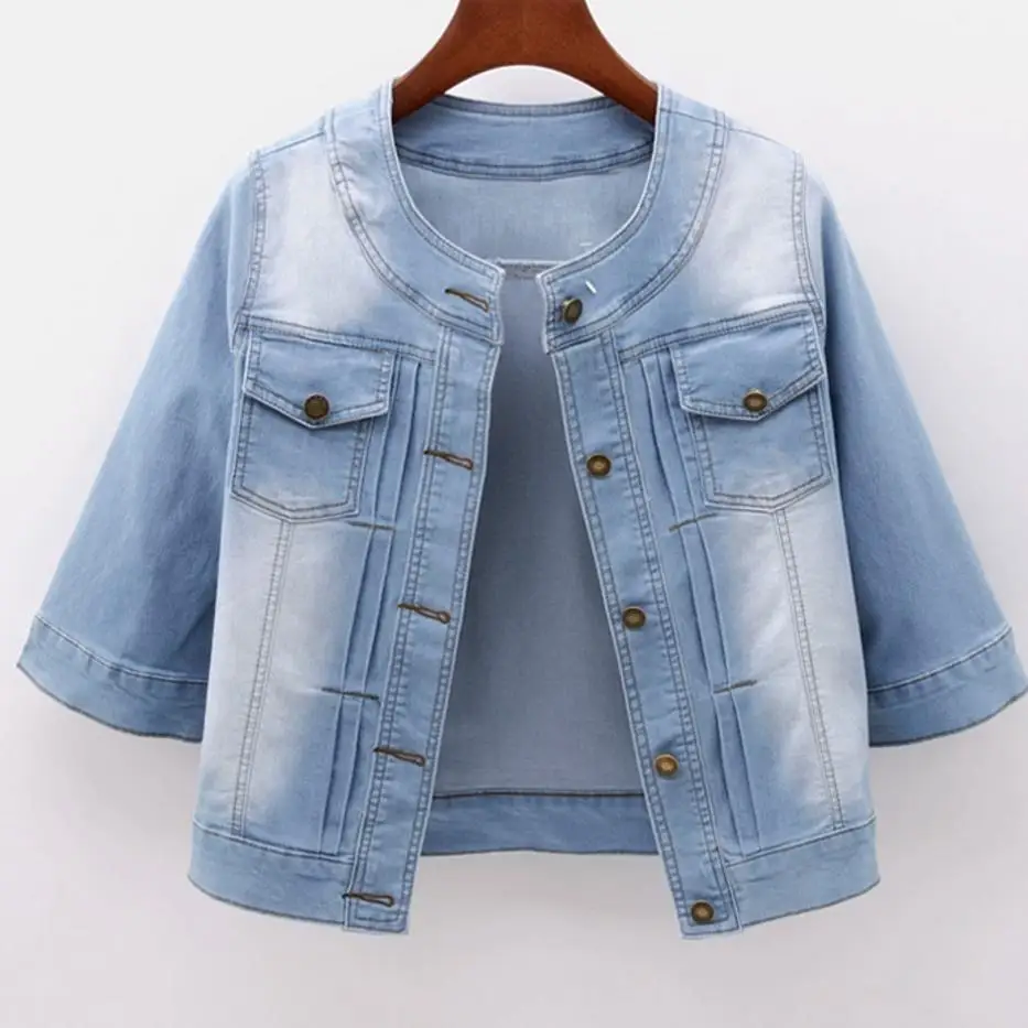 

2018 New Ladies Denim Jackets Slim Fit Jeans Coat Classical Jackets Coats half Sleeve Summer Casual jackets Women