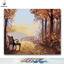 DIY картина по номерам осенние листья, в дороге картины по номерам с комплекты 40x50 защелка