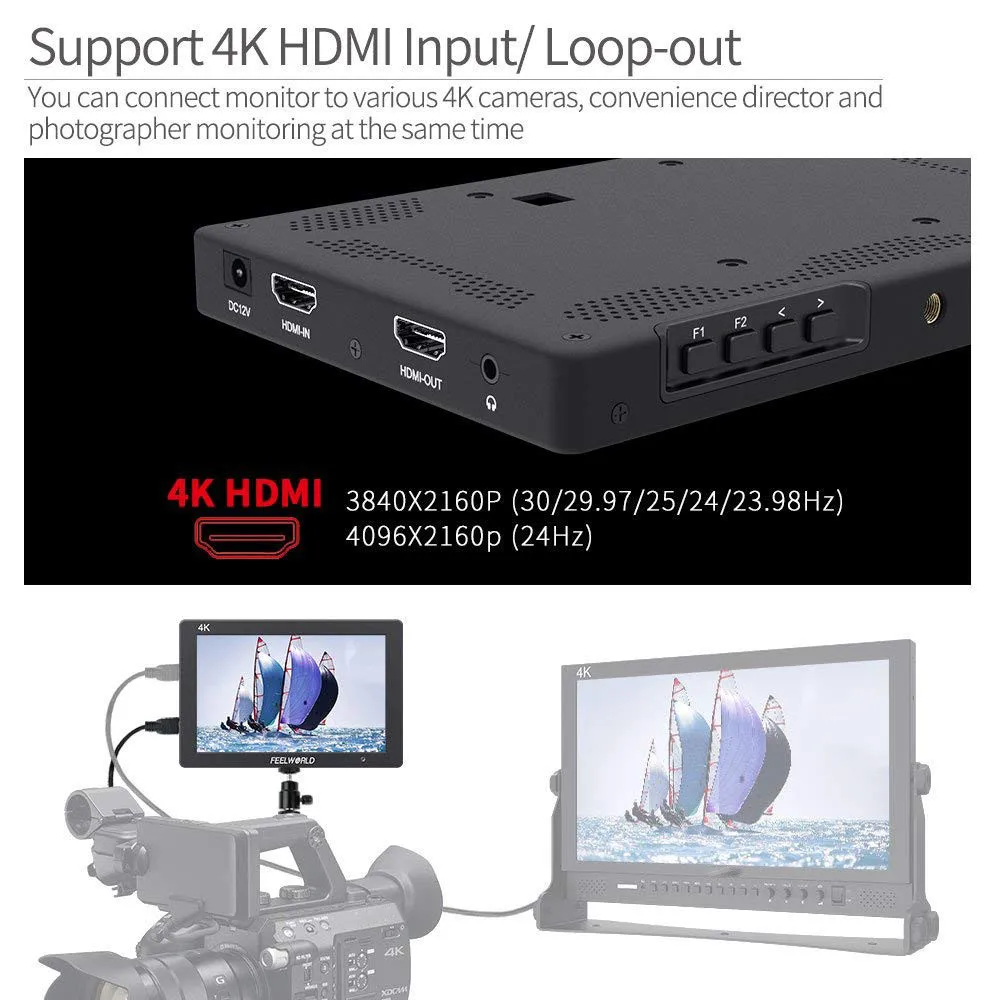 

FEELWORLD T7 7 Inch IPS 4K HDMI Camera Field Monitor Video Assist Full HD p40 MAR14