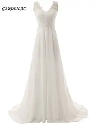 2019 белое пляжное свадебное платье из шифона с кружевной аппликацией больших размеров свадебное платье vestido de noiva 2019 свадебное платье Boho