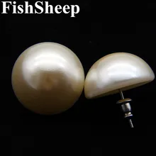 FishSheep 20 мм большие серьги-гвоздики из искусственного жемчуга для женщин белого цвета простые полукруглые серьги с искусственным жемчугом для женщин подарок