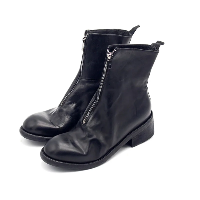 5 Same Dicken Boden Stiefel Leder Retro Boot Cm Picture Männer 100 Klassischen Winter Zipper Schuhe Qualität Männliche Echtem Luxus Für Herren Hohe As UAwRq