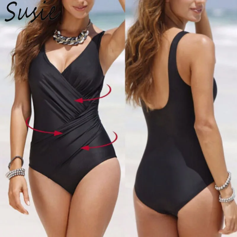 

Plus Size Women's Vintage Monokini One Piece Retro Swimwear Bathing Suit Beach