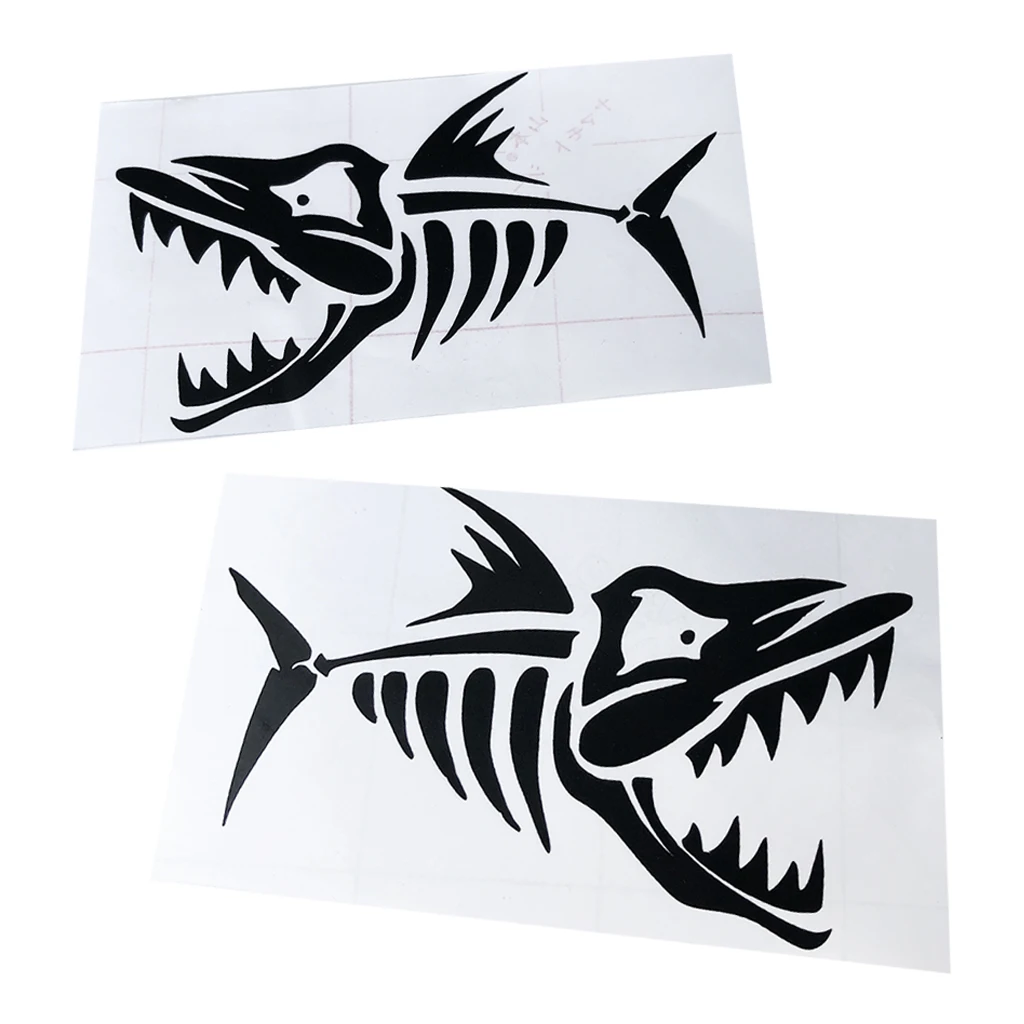 2x Black Fish  Sticker Decal For Kayak Canoe Boat Laptop Jet Ski Dinghy