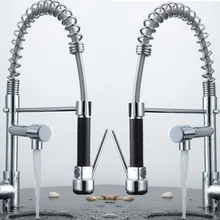 becola New Pull Out kitchen Faucet Chrome Water Power kitchen Sink Mixer Tap Two Handle Brass faucet 500cm high CH-8002