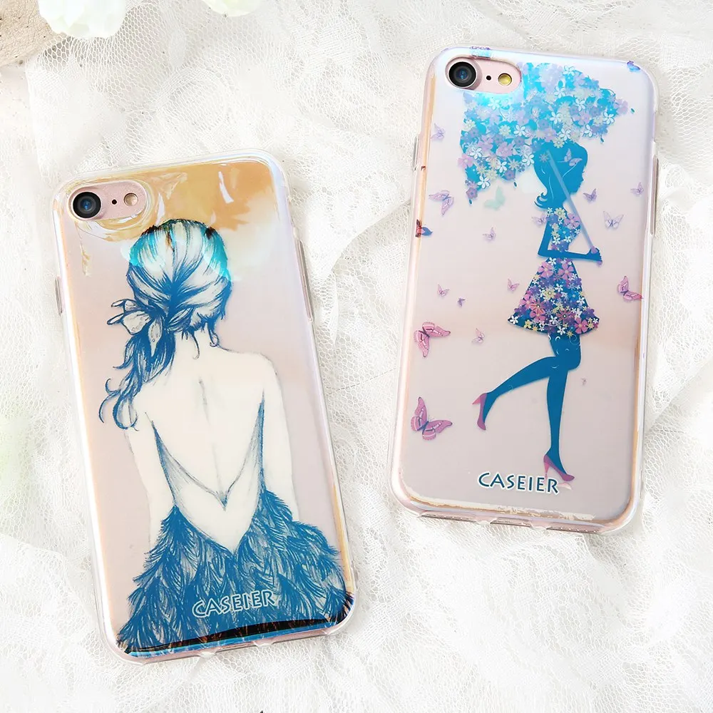 Caseier рисунком чехол для телефона iPhone 7 Plus Мягкие силиконовые ТПУ Чехол iphone 8 Blue Ray