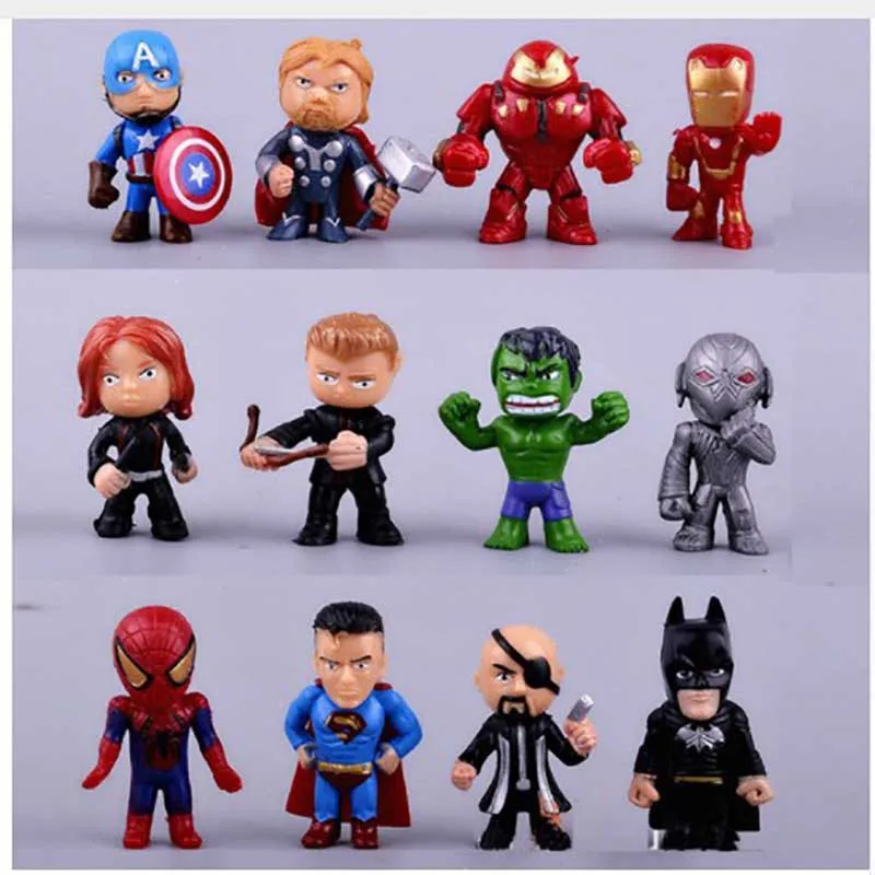

12pcs Avengers Infinite War Q versioSpiderman Iron Man Captain America Batman PVC Action Figure Collectible Model Dolls Toy B560