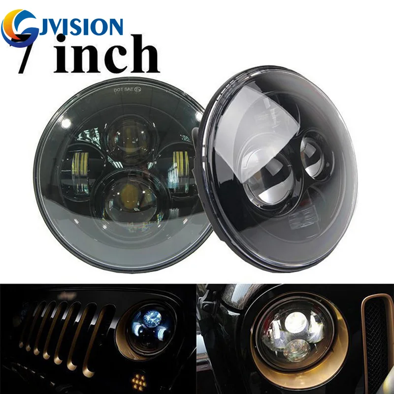 

Pair 7'' Round Auto LED Projector for Jeep Wrangler JK TJ LJ AM General Hummer H4 H13 high Low Beam 7 inch 40W LED headlamp Bulb