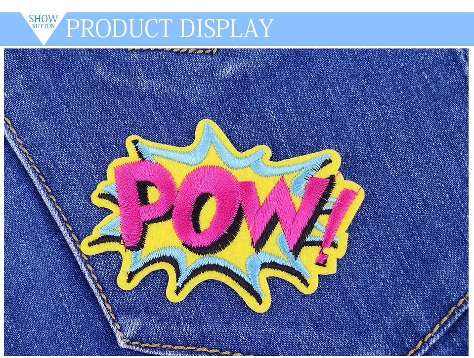8  Embroidery Patches For Clothing Stickers Crown Lip Kiss Mouth Heart Pow Patch Iron On Badges For Clothes Sew On Badge