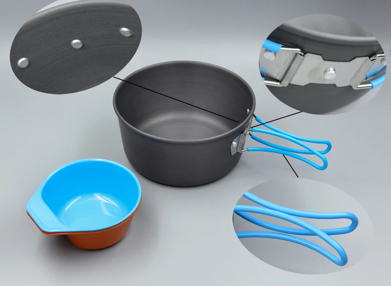 APG senderismo Picnic vajilla Backpacking olla Pan tazones Camping utensilios de cocina ultraligero mango plegable para Picnic al aire libre Camping