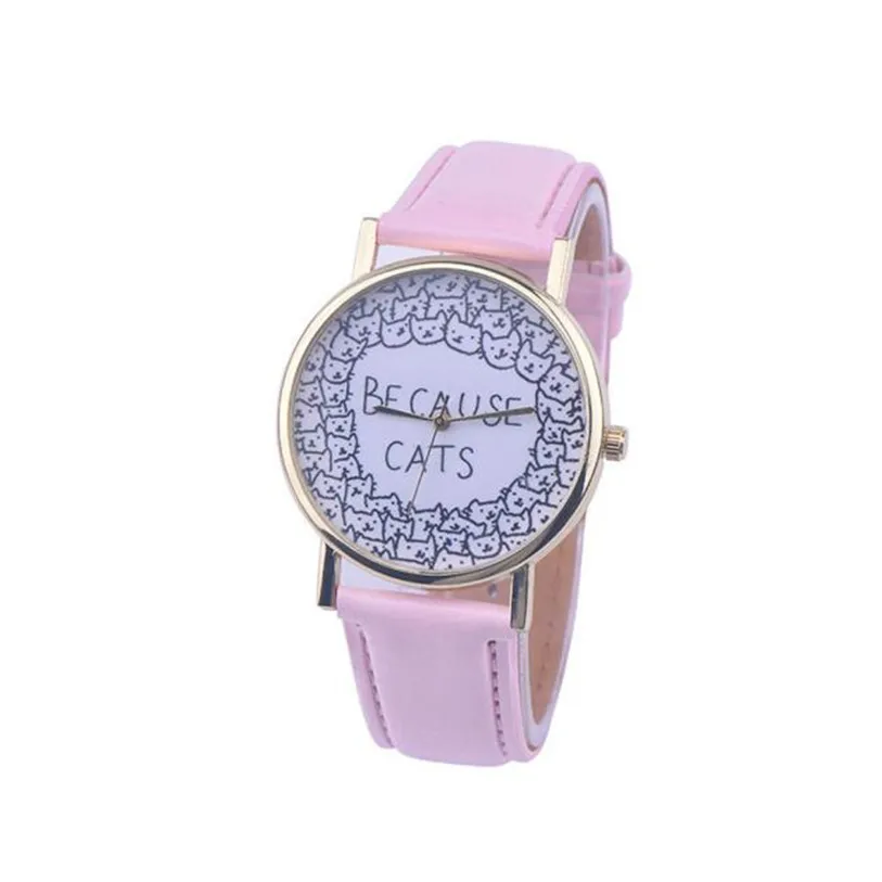 

Superior Hot Fashion Women's PU Leather Band Quartz Vogue Wrist Watches Cute Cat relojes Gift For Girls Oct 25