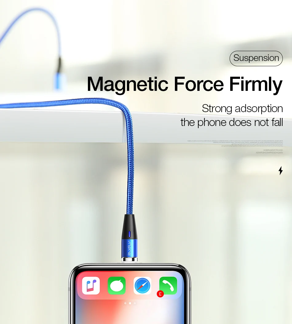RAXFLY Магнитный зарядный кабель светодиодный 1 м Магнитный зарядный провод для телефона Micro usb type C для iPhone 6 7 X Магнитный зарядный кабель