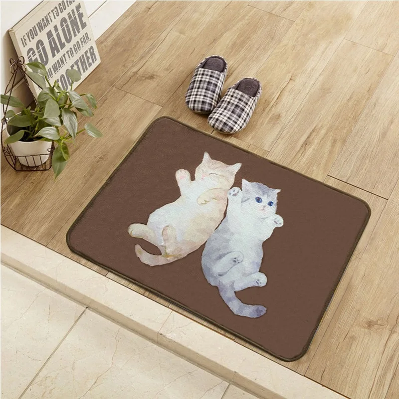 MxiangM Hot Cartoon Cat Slippery Trolley Card LivingRoom Entrance Hall Bathroom Carpet Stairs Mats Material 100% Polyester