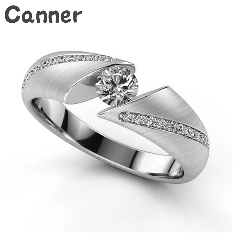 Простые Кольца Canner с кубическим цирконием для женщин, обручальное кольцо, стразы из нержавеющей стали, подарки A35
