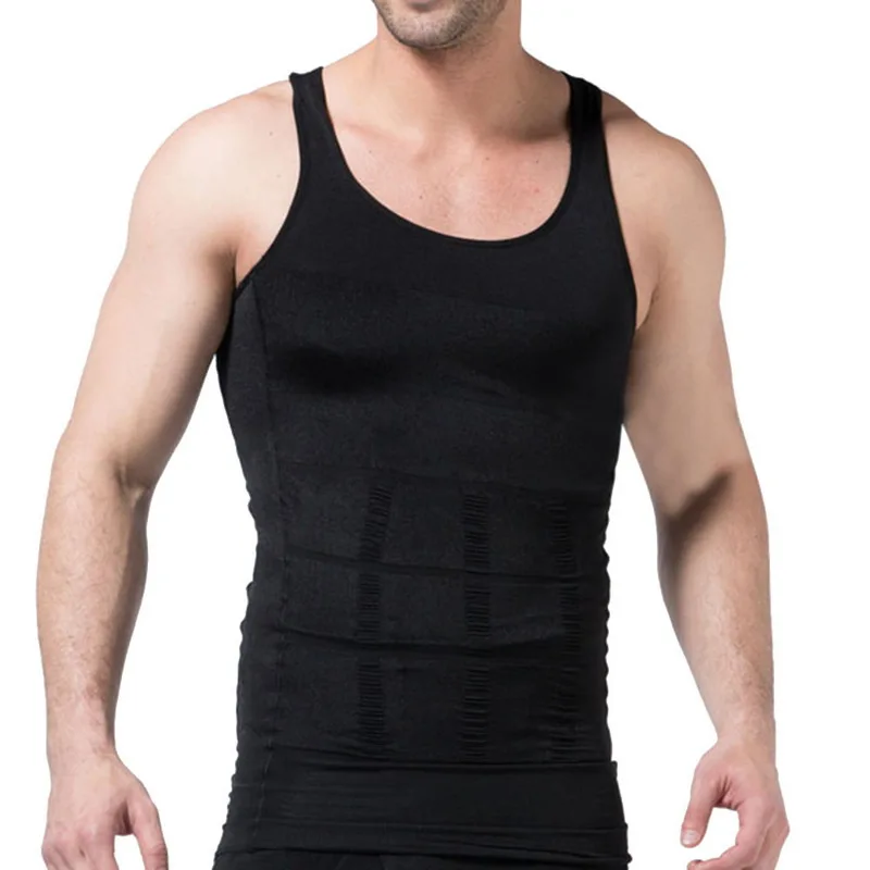 

MJARTORIA Men's Solid Color Slimming Body Building Shaper Waist Sports Vest Quick Drying Sleeveless Underwear