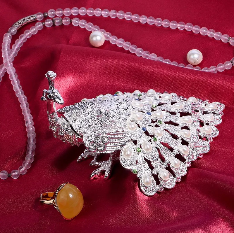 H& D коробка для безделушек, откидное кольцо, держатель, маленькие ювелирные изделия, Bejeweled коробки для безделушек, статуэтка, коллекционное украшение, подарок(брелок павлин