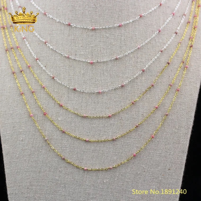 5meters Natural Rhodonite Stone Faceted Round Loose Beads Chain Plated Gold/Silver Connectors Rosary Chains Crafts Chokers ZJ260 | Украшения