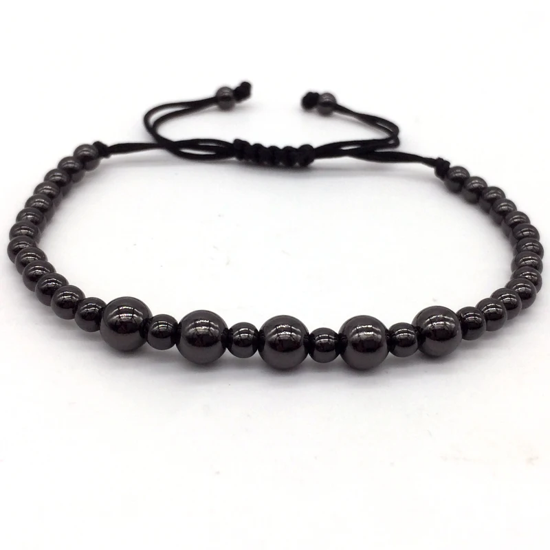 

NAIQUBE 2019 Hot Brand 4MM/6MM Beads Women Bracelet New Design Braided Macrame Bracelets Jewelry For Men bijoux homme