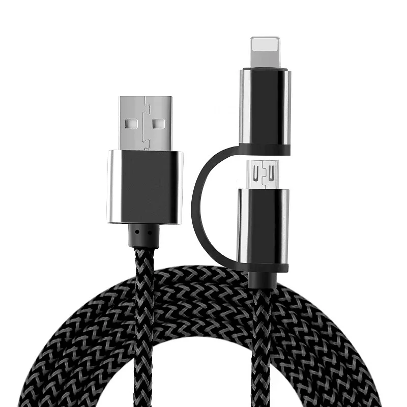 

8-Pin + Micro USB 2 In 1 Fast Charging USB Cable For iPhone 5S 6 6S 7 8 Samsung LG HTC Redmi Android Mobile Phone Charger Cable