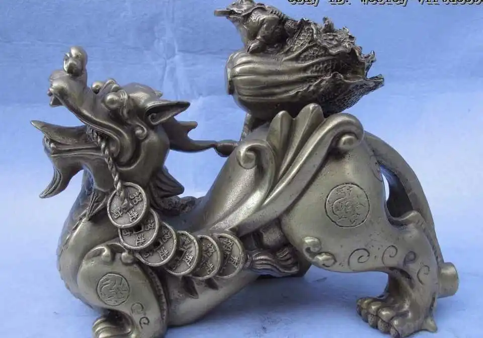 

7 Chinese Brass Copper Lucky Wealth Toad Coin Foo Dog kylin Lion Brave troops