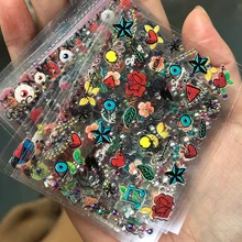 30 шт./лот 3D дизайн ногтей драгоценный камень/ювелирные изделия Япония наклейки для кончиков ногтей не повторяется клей-самоклеющиеся цветы №(CHAD1-30) DIY ногтей гель наклейки