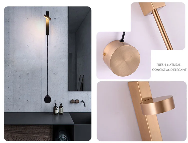 Interruptor de Luz Nordic Moderno Parede Luxo Regulável Simples Sala Estar Corredor Quarto Personalidade Criativa Lâmpada Cabeceira Mod. 130117 8 Luminárias de parede