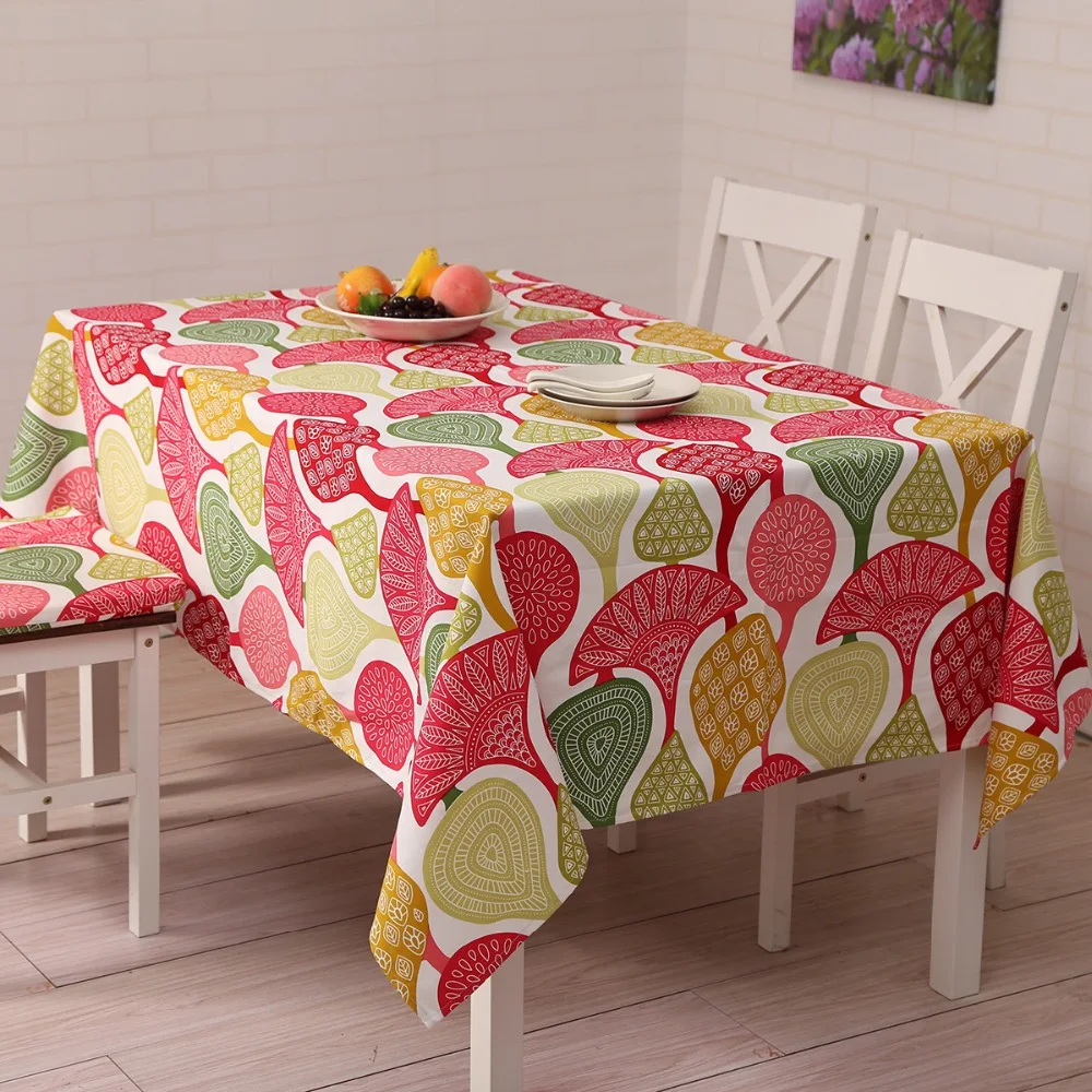 SewCrane Multi size Leaf Print table cloth Multi color