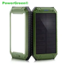PowerGreen Быстрой Зарядки Двойные Выходы Светодиодов и Карабин Дизайн 10000 мАч Солнечное Зарядное Устройство Power Bank для LG Телефонов