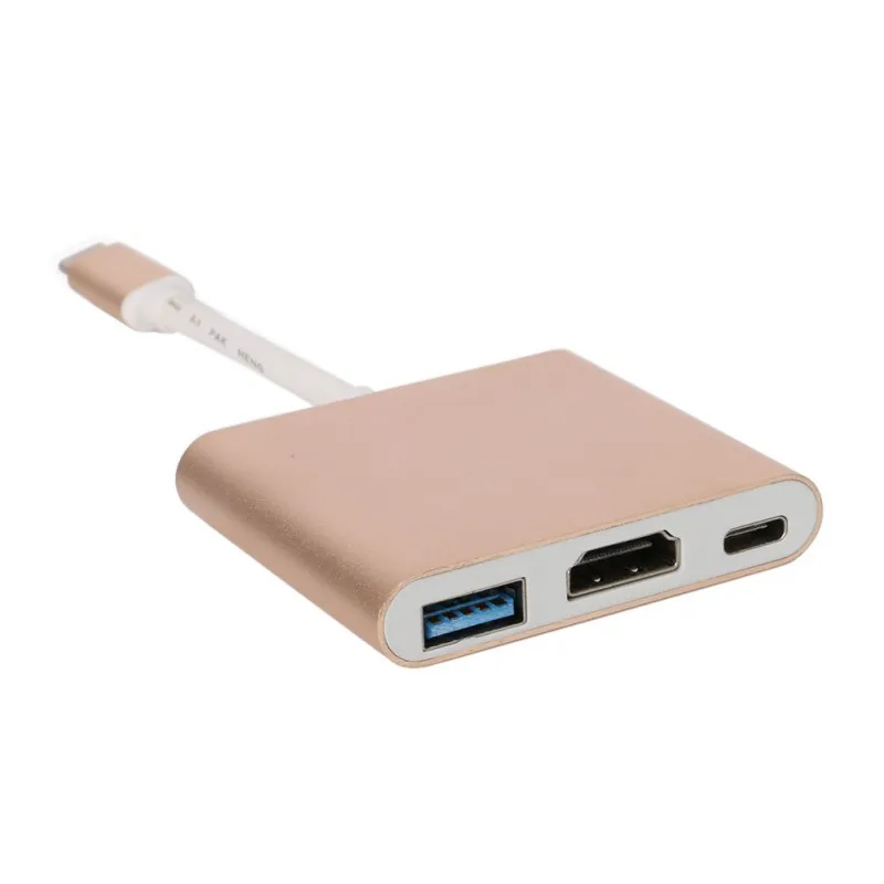 1 шт. USB3.1 Тип C USB 3,0/HDMI/Тип C Женский адаптер 3 в 1 конвертер адаптер для нового Macbook Google Chromebook - Цвет: gold