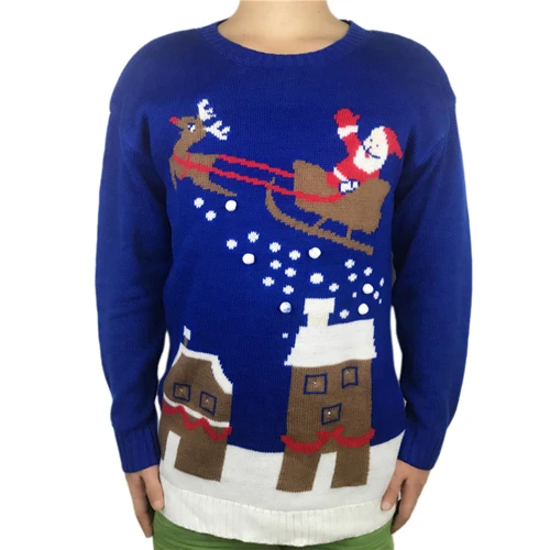 Забавный вязаный светильник Уродливый Рождественский свитер для мужчин и женщин Kawaii Дамский вязаный пуловер с помпонами Санта-Клауса джемпер размера плюс - Цвет: Version 1