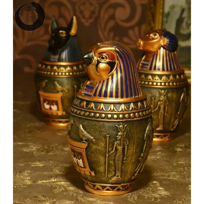 

Creative ancient Egyptian statue decoration storage jars Retro Greek mythological animal nostalgic resin bottle furnishings