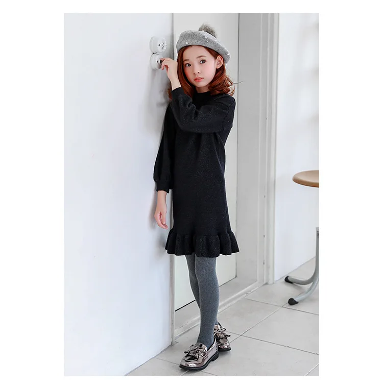 knitting sweater dresses for girls 11 10 years ruffles long sleeve little big girls princess dresses kids teenagers clothing  5 6 7 8 9 10 11 12 13 14 15 16 years little teenage big girls  children dress girls princess dress girls dress kids (7)
