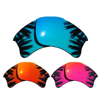 

(Ice Blue+Red+Midnight Sun Mirrored Coating) 3-Pairs Polarized Replacement Lenses for Flak Jacket XLJ 100% UVA & UVB Protection